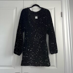 Forever 21 Black Sequin Surplice Mini Dress BNWT Christmas Party & NY